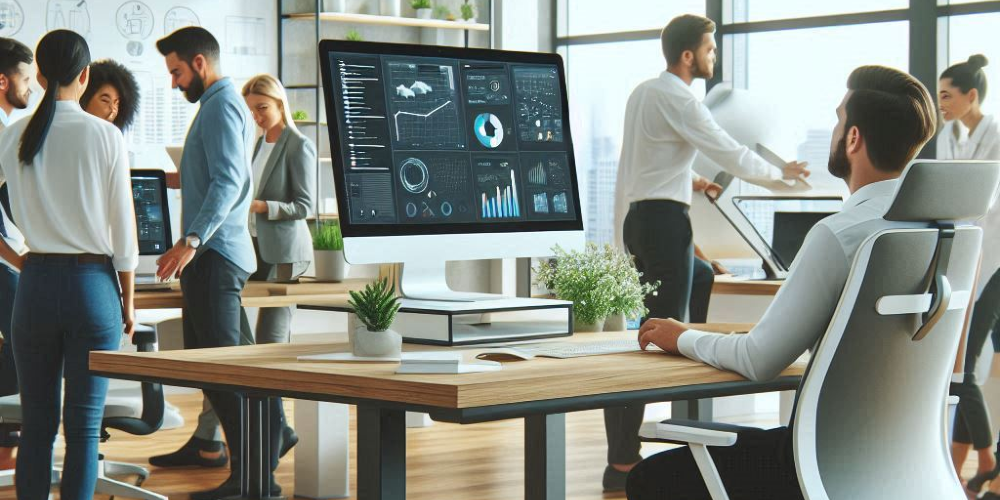 Ergonomía digital hombre en la mesa