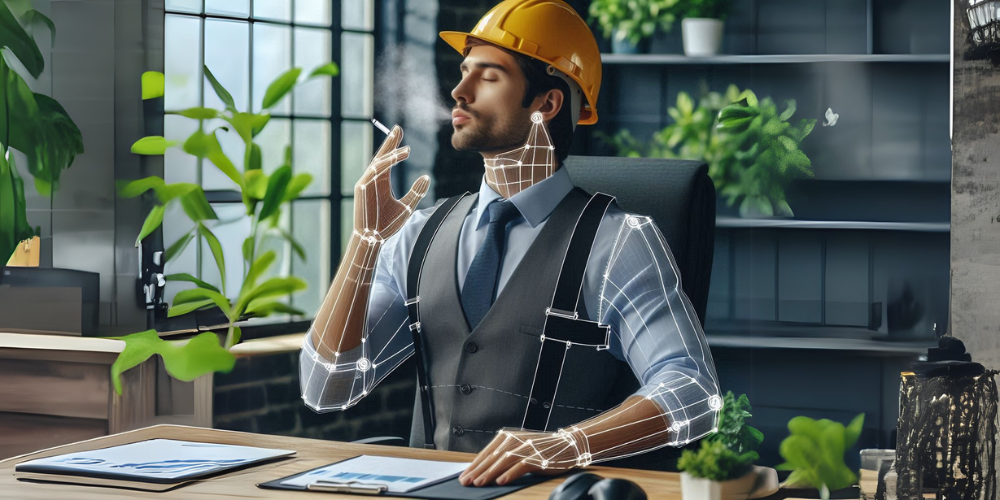 que es la ergonomía en el trabajo - el hombre fuma en el trabajo