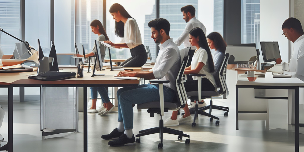 que es la ergonomía en el trabajo gente en la oficina