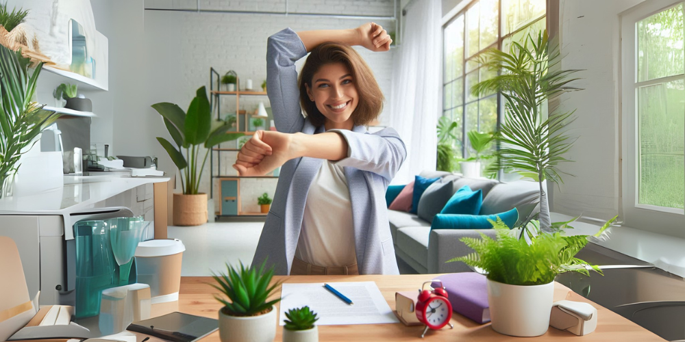 Realiza micropausas y estiramientos - espacio de trabajo ergonómico