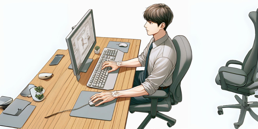 Posición del teclado y mouse - espacio de trabajo ergonómico