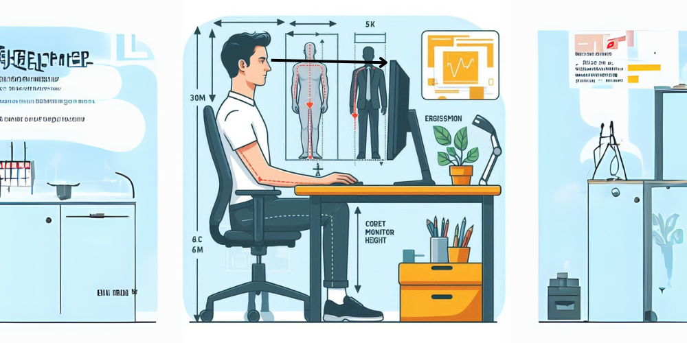 Ejemplo de altura correcta del monitor - puesto de trabajo ergonomico