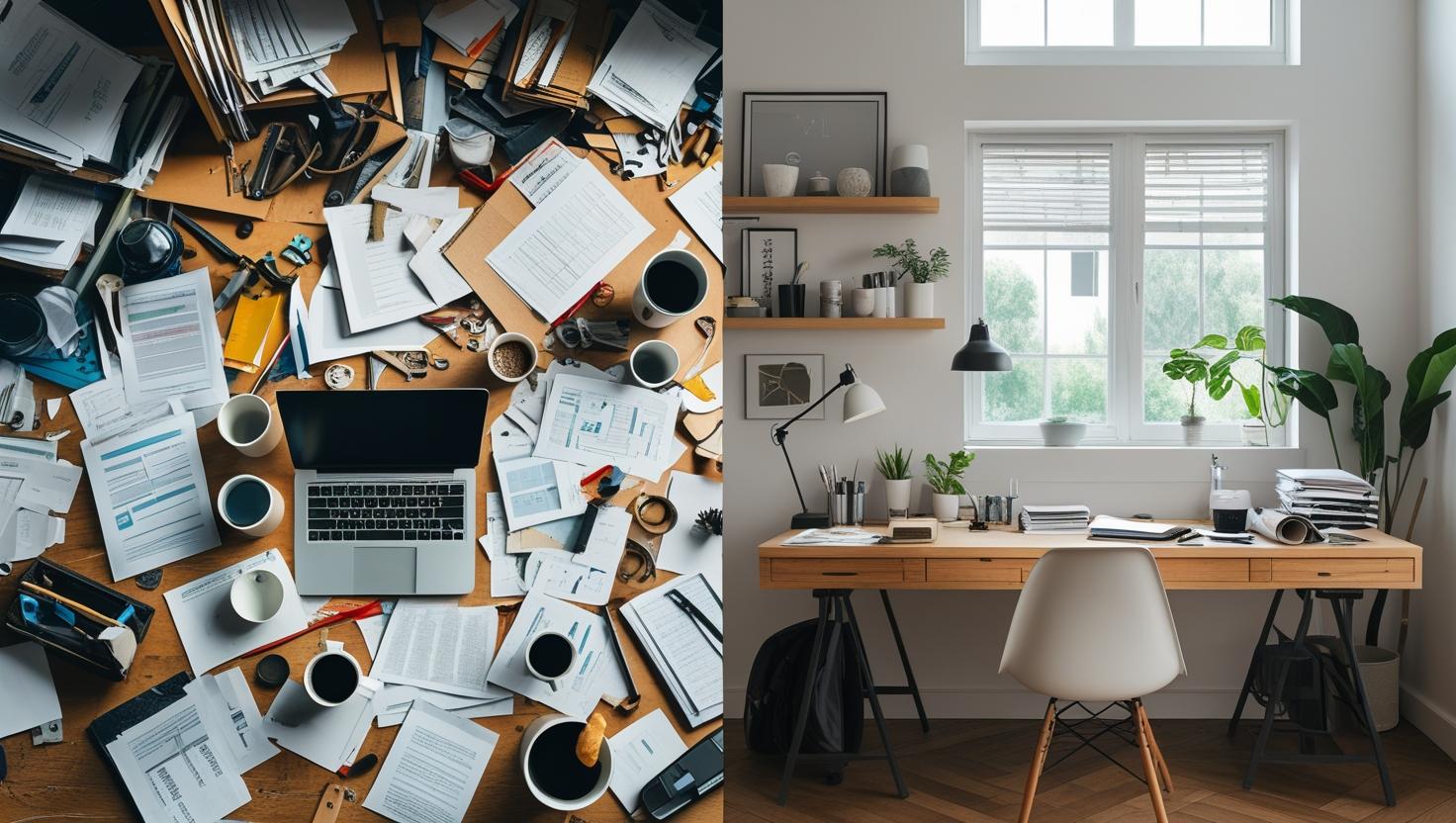 fotos comparativas de un lugar de trabajo - 10 normas de Seguridad e Higiene en el trabajo