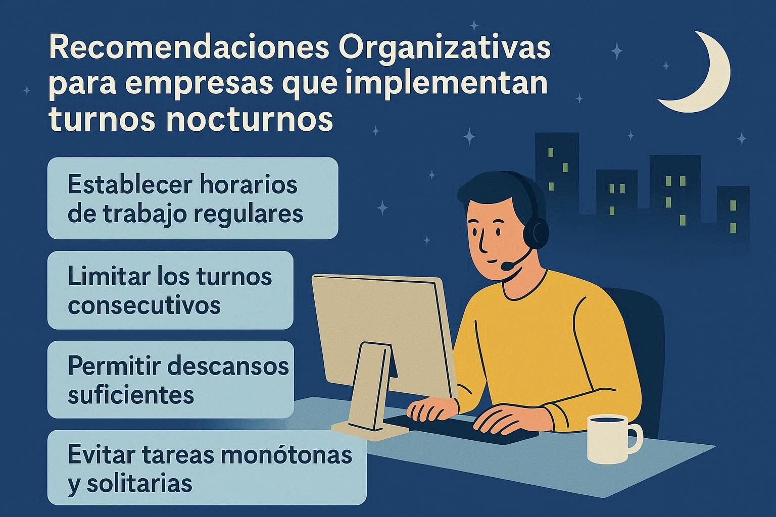 Ergonomía para turnos de noche - Recomendaciones organizativas