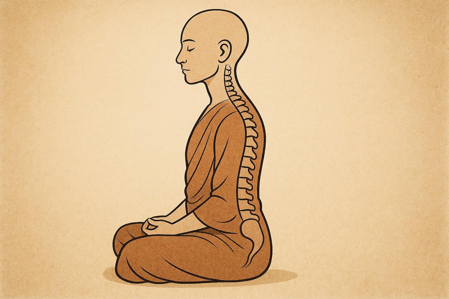 La columna y la barbilla - Posturas de meditación y ergonomía