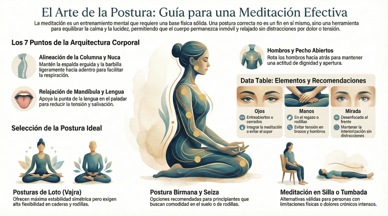 infografica - Posturas de meditación y ergonomía