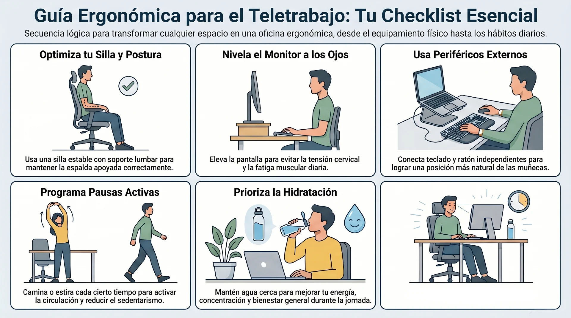 Infografías - Checklist ergonómico para tu primer trabajo remoto