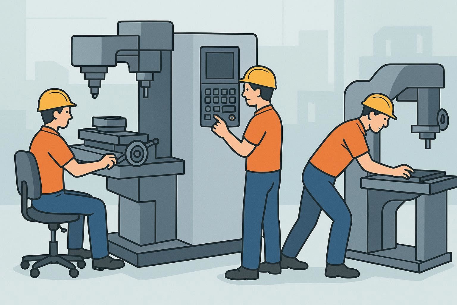 Ergonomía y operarios y maquinaria - imagen principal