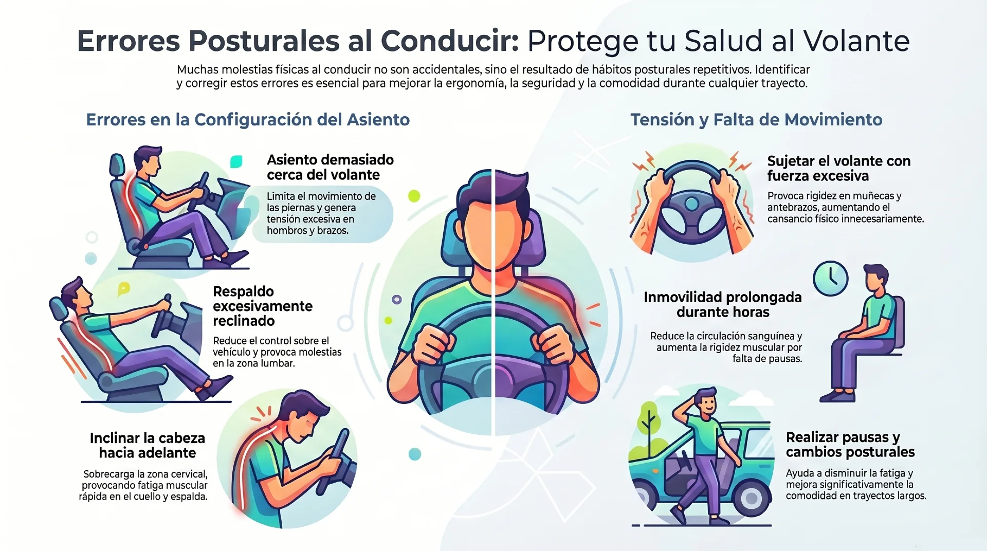 Errores más comunes al conducir - postura correcta para conducir