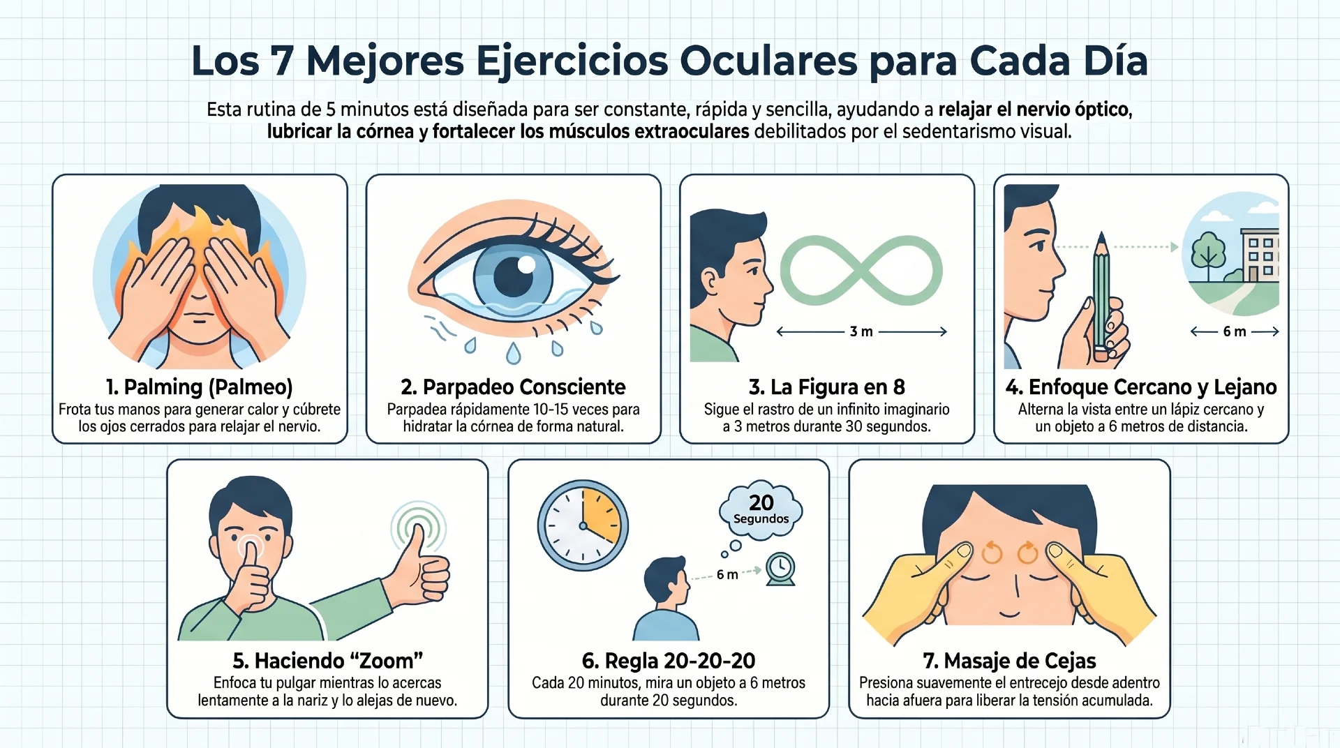 Los 7 mejores ejercicios oculares para cada día - infografías 1