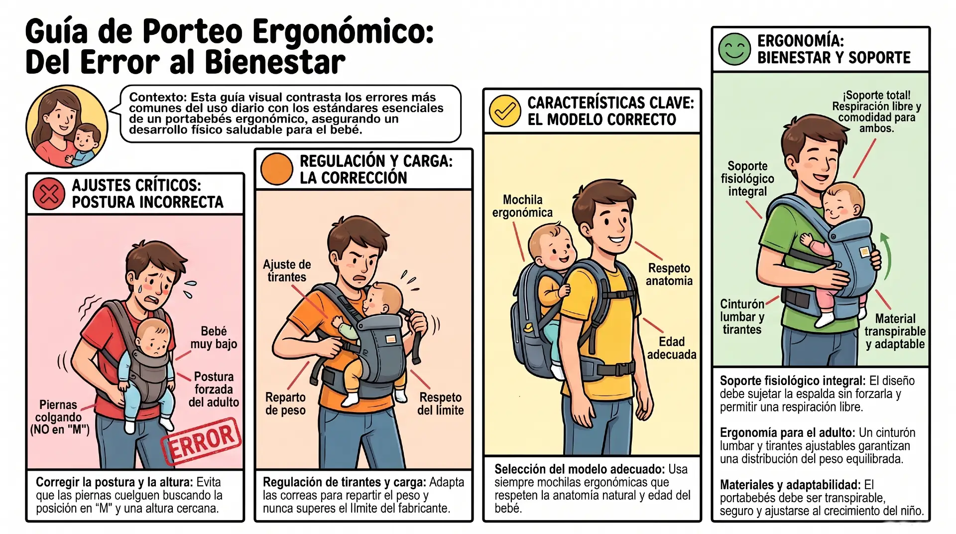 Infografías - Errores más frecuentes al practicar porteo ergonómico