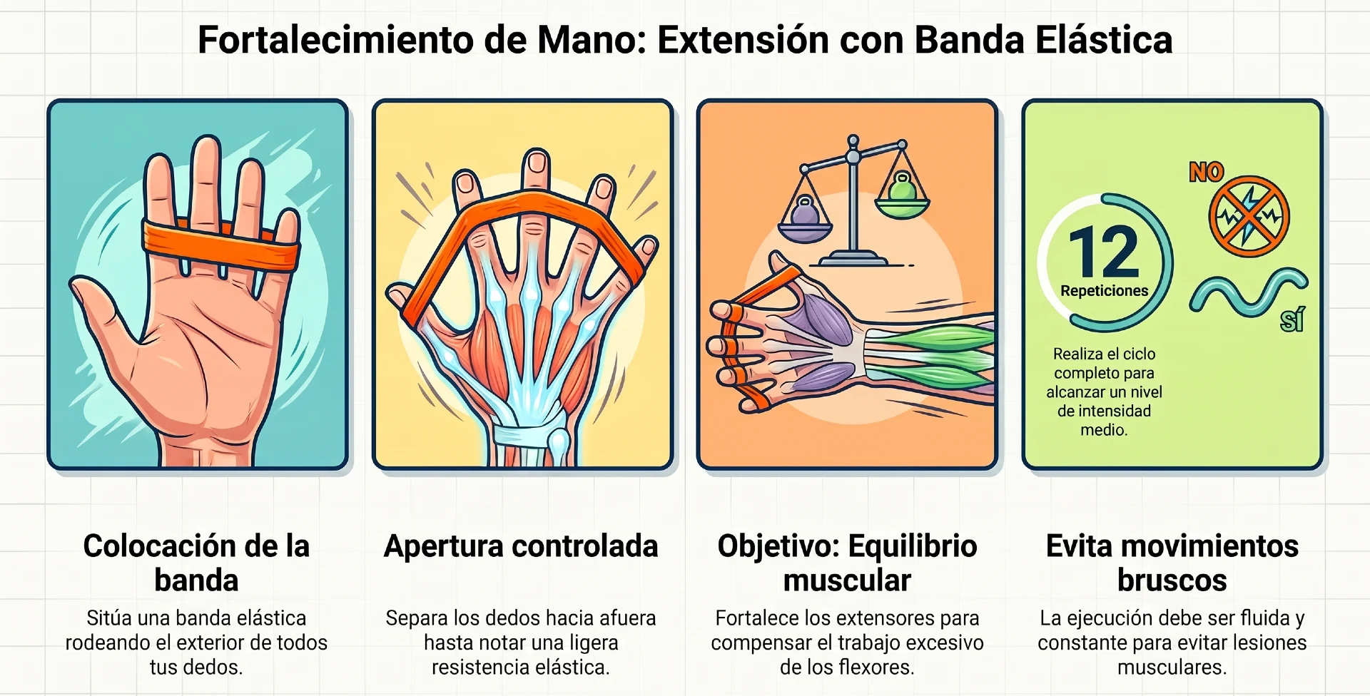 Extensión de los dedos con banda elástica - ejercicios para las manos