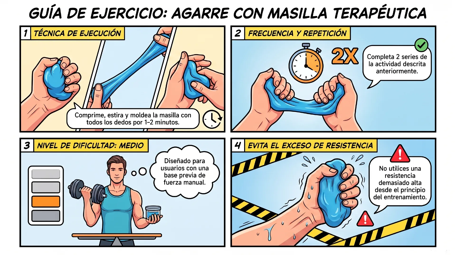 ejercicios para las manos - Agarre con masilla terapéutica