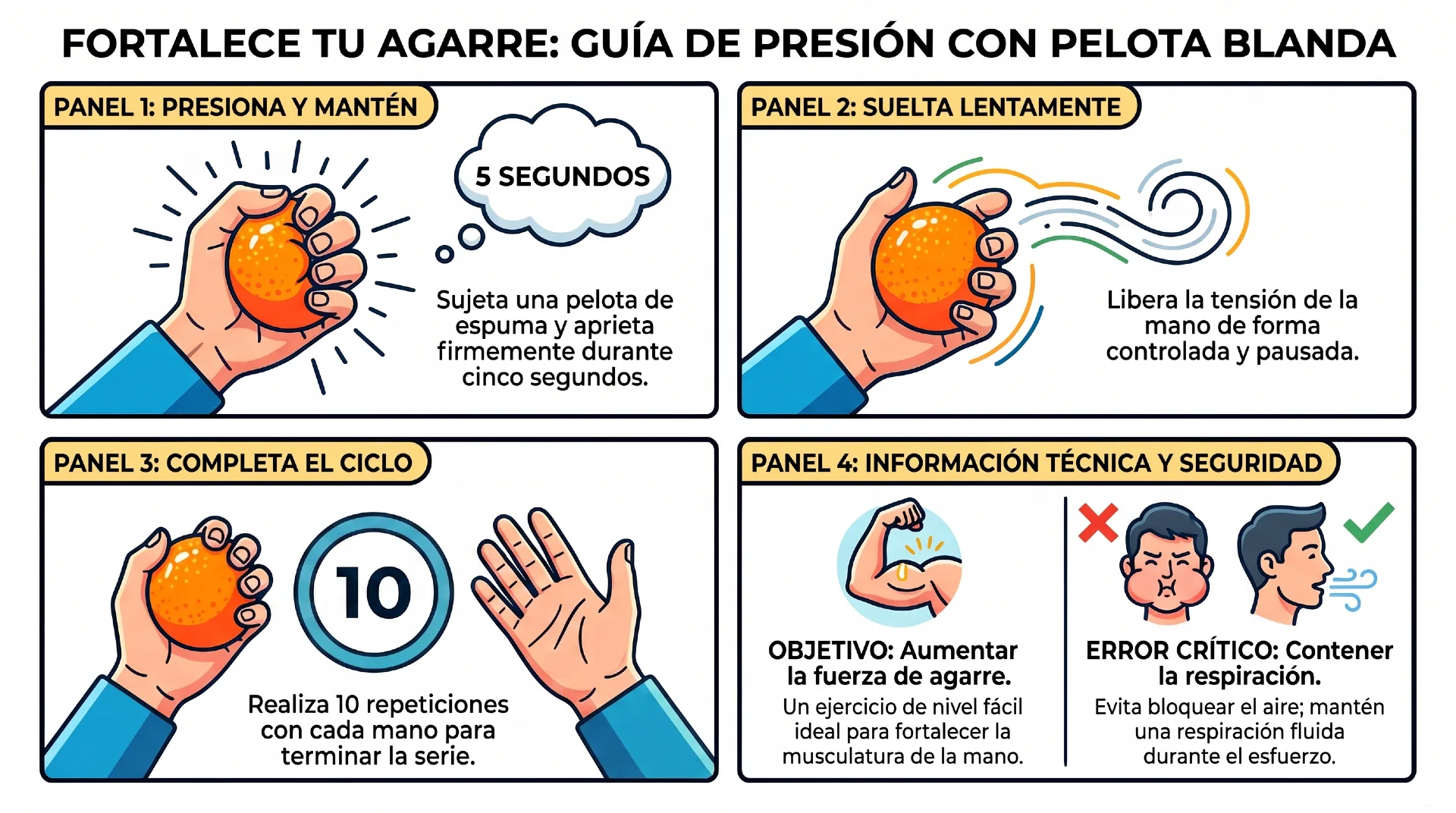 Presión con una pelota blanda - ejercicios para las manos