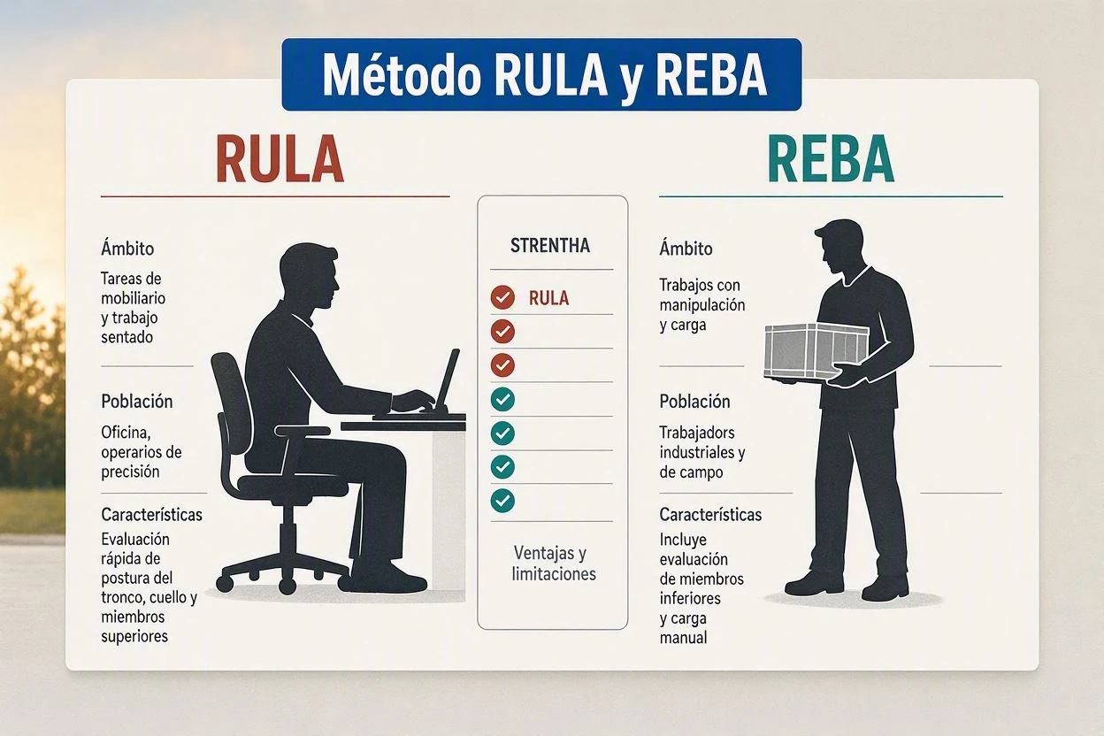 Método RULA y REBA: diferencias y cuándo utilizar cada uno - Infografías