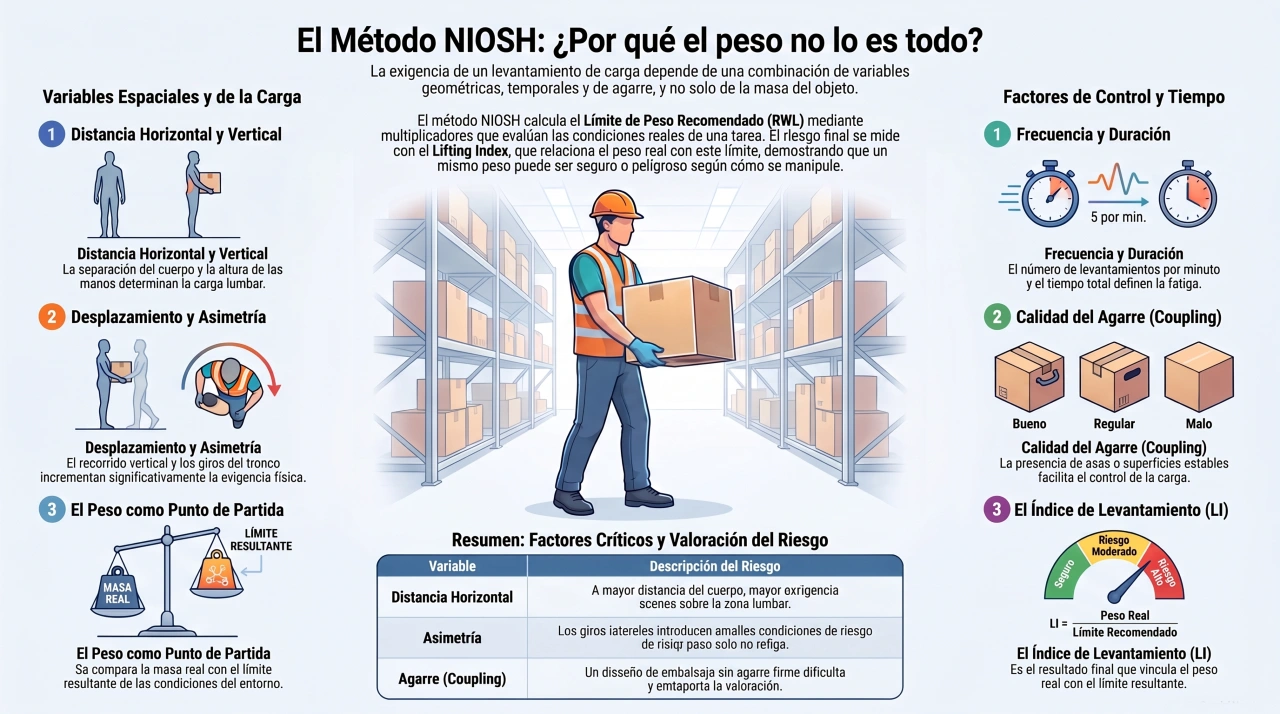 ¿Qué variables analiza el método NIOSH?