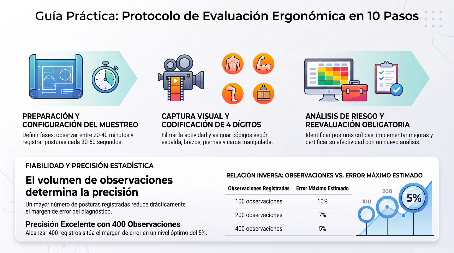 método OWAS Protocolo de aplicación práctica en 10 pasos - Infografías