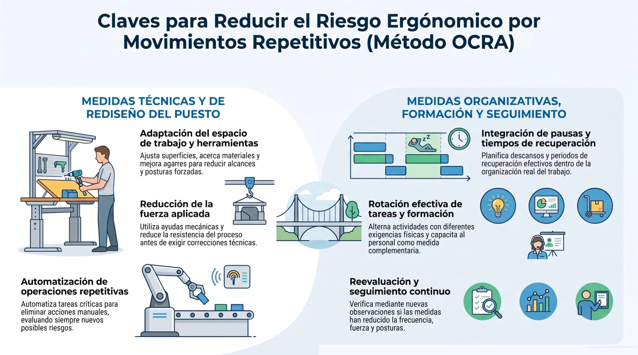 Cómo reducir el riesgo detectado por OCRA - método OCRA